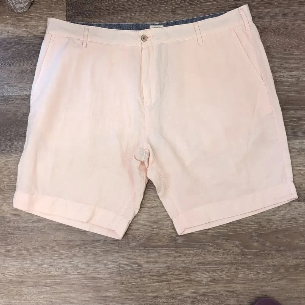Faherty Malibu Linen & Cotton Summer Pink Chino Shorts Sz 38